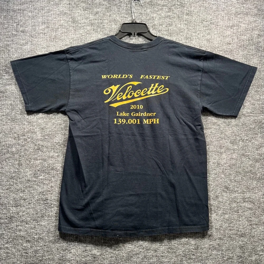 Gildan Ultra Cotton Velocette Motorcycle World Record Graphic T-Shirt Black L